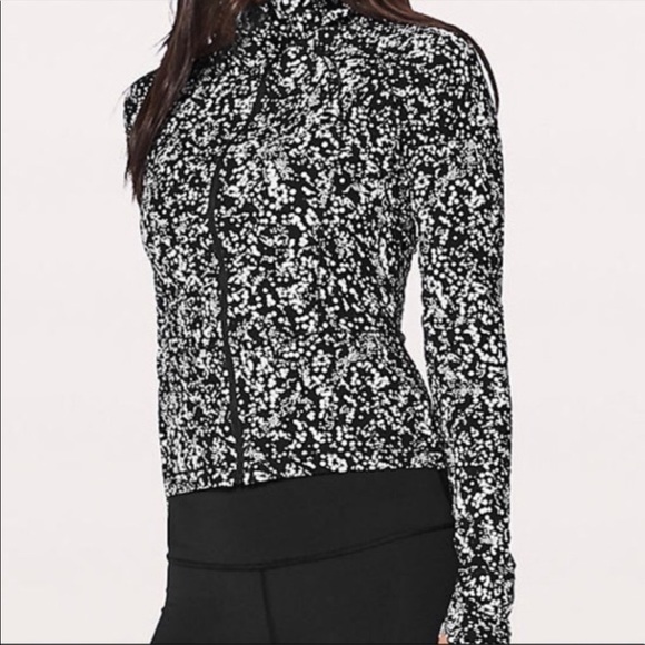 lululemon athletica Tops - Lululemon Black White Dot Hooded Jacket Size 4